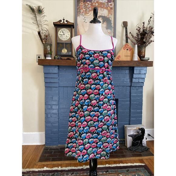 VINTAGE Apsara Mod Floral Babydoll Y2K Slip Dress Retro Cotton Sz XL Tank 90s - Picture 1 of 14